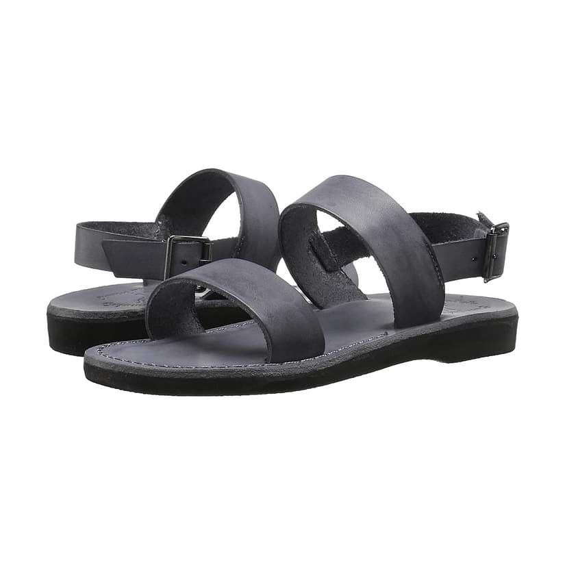 Golan gray, handmade leather sandals with back strap - strap View
