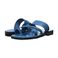 The Good Shepherd blue, handmade leather slide sandals with toe loop - Side View