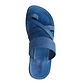 The Good Shepherd blue, handmade leather slide sandals with toe loop - up View
