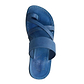 The Good Shepherd blue, handmade leather slide sandals with toe loop - up View