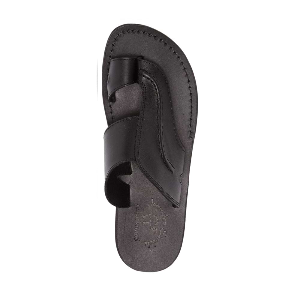 Peter Black, handmade leather slide sandals with toe loop - Front View