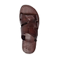 Mateo brown, handmade leather slide sandals - Top View