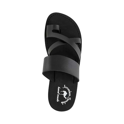The Good Shepherd - Vegan Leather Sandal | Black up view