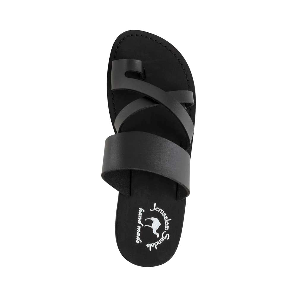 The Good Shepherd - Vegan Leather Sandal | Black up view