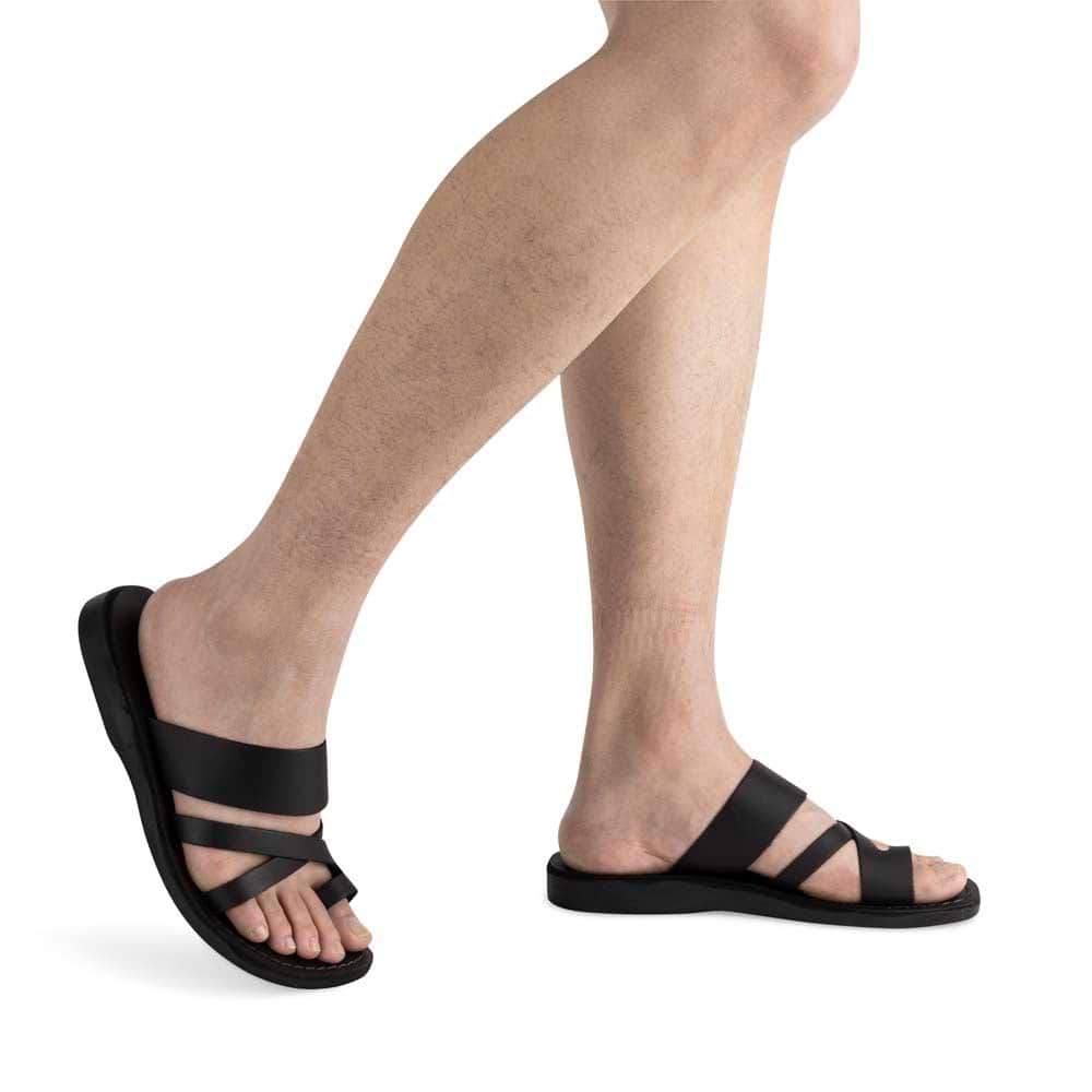 Jerusalem Sandals レザーサンダル 38 The Good Shepherd | Black Leather Slide Sandal
