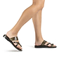 The Good Shepherd Olive, handmade leather slide sandals with toe loop - model View