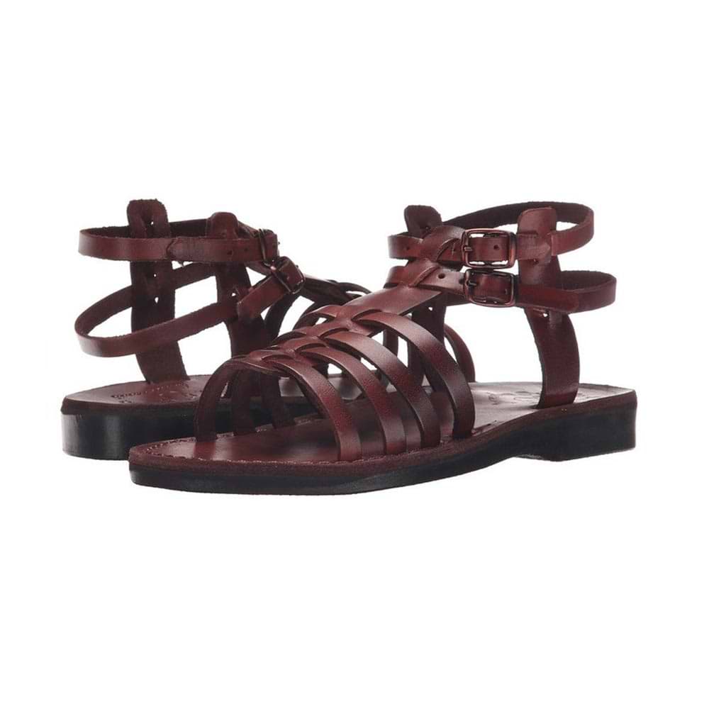 Leah brown, handmade leather sandals with back strap - strap View