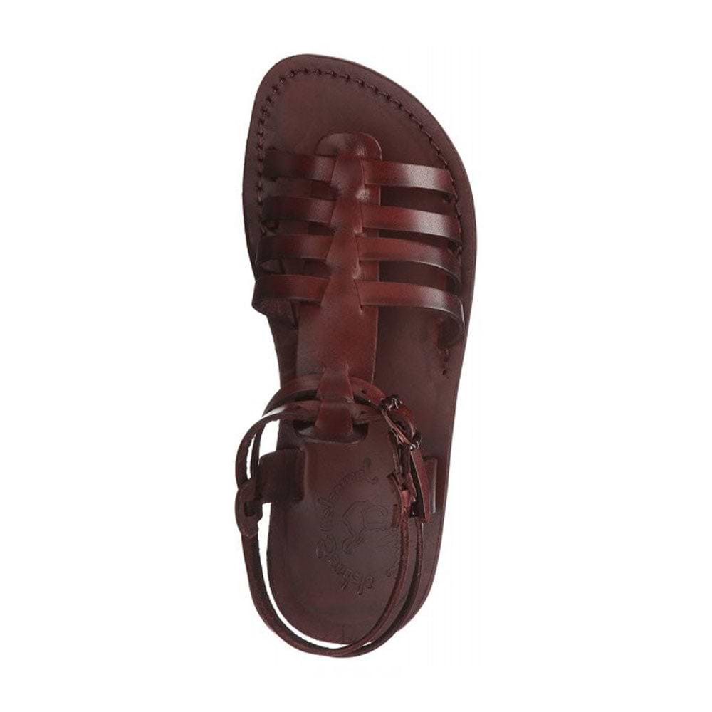 Leah brown, handmade leather sandals with back strap - up View