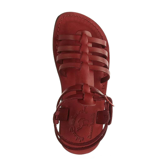 Leah brown, handmade leather sandals with back strap - up View