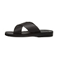 Elan black, handmade leather slide sandals - left View