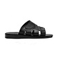 Mateo black, handmade leather slide sandals - Front View