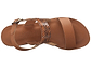 Abbot Kinney Blvd tan snake skin, handmade leather buckle sandals with front loop - Top View