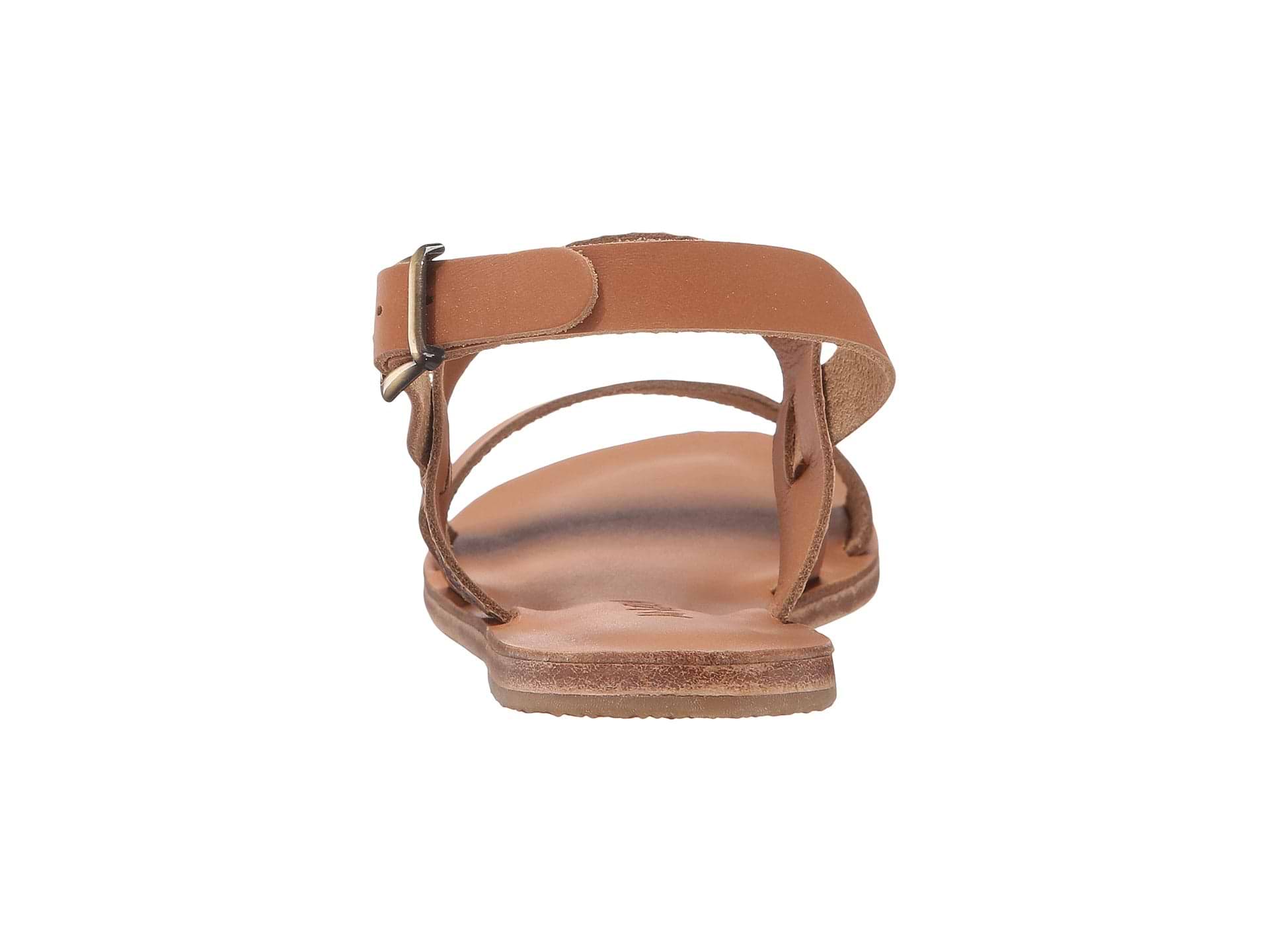 Abbot Kinney Blvd tan snake skin, handmade leather buckle sandals with front loop - Back View