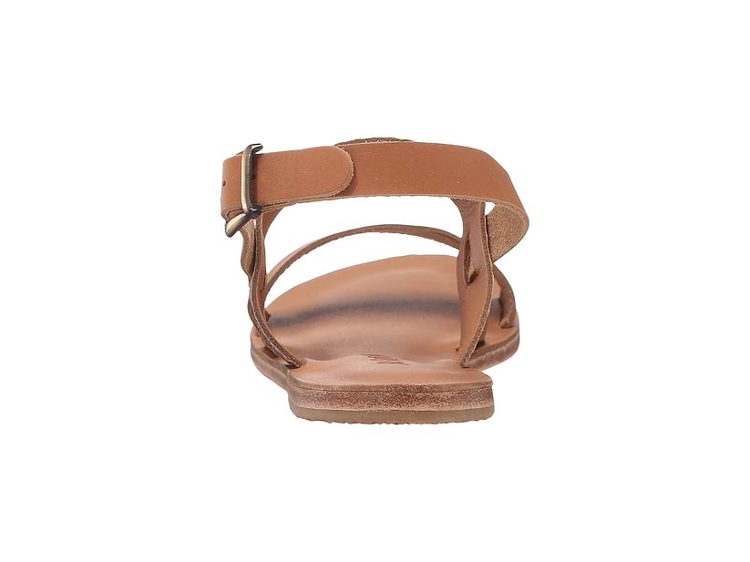 Abbot Kinney Blvd tan snake skin, handmade leather buckle sandals with front loop - Back View
