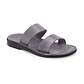 Aviv gray, handmade leather slide sandals - Front View