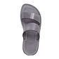 Aviv gray, handmade leather slide sandals - Side View
