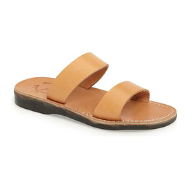 Aviv - Leather Wide Strap Sandal | Tan
