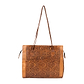 Embossed Leather Tote Handbag brown, handmade leather bag - Front View