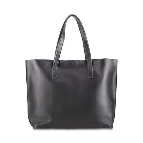 Leather Tote Handbag Black, handmade leather bag - Front View