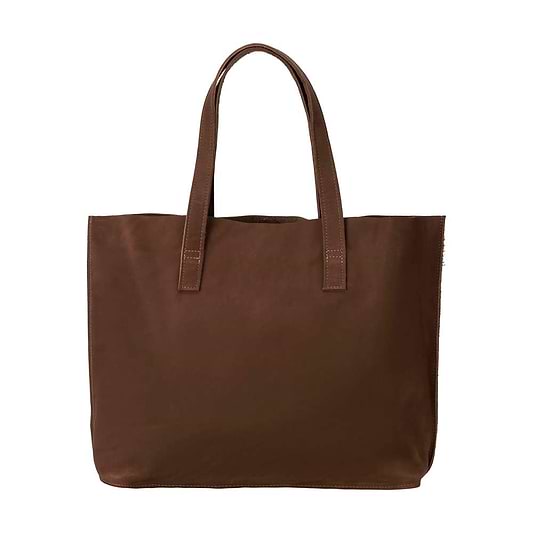 Leather Tote Handbag Brown, handmade leather bag - Front View