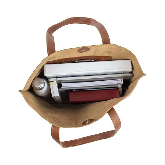 Leather Tote Handbag Honey, handmade leather bag - inside View
