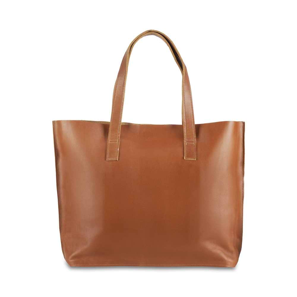 Leather Tote Handbag Honey, handmade leather bag - Front View