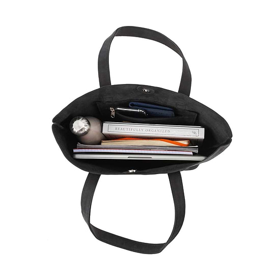 Classic Tote Leather Bag in Suede black - inside view