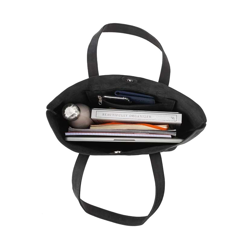 Classic Tote Leather Bag in Suede black - inside view