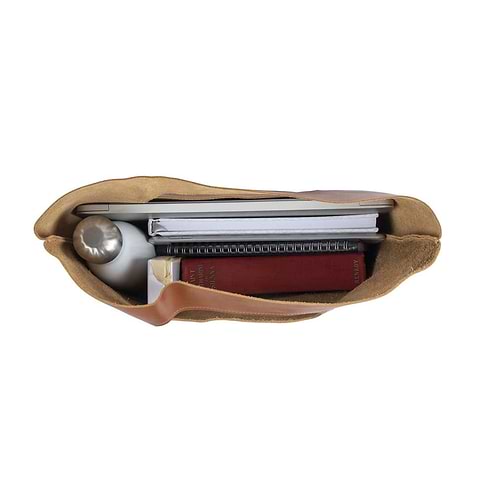 Leather Handbag in honey - inside view
