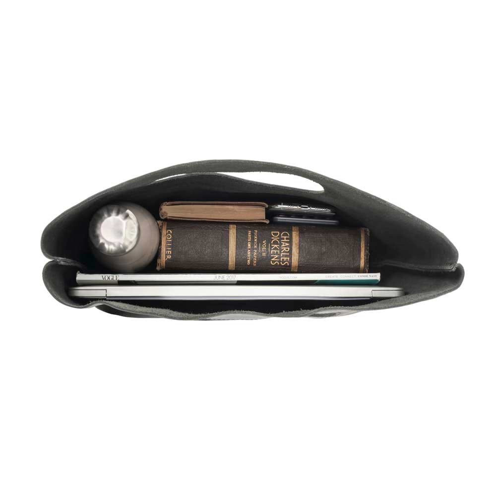 Leather Handbag in black - inside view