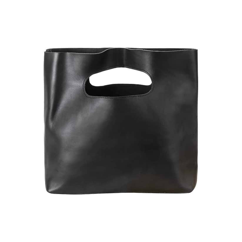Leather Handbag in black - front view