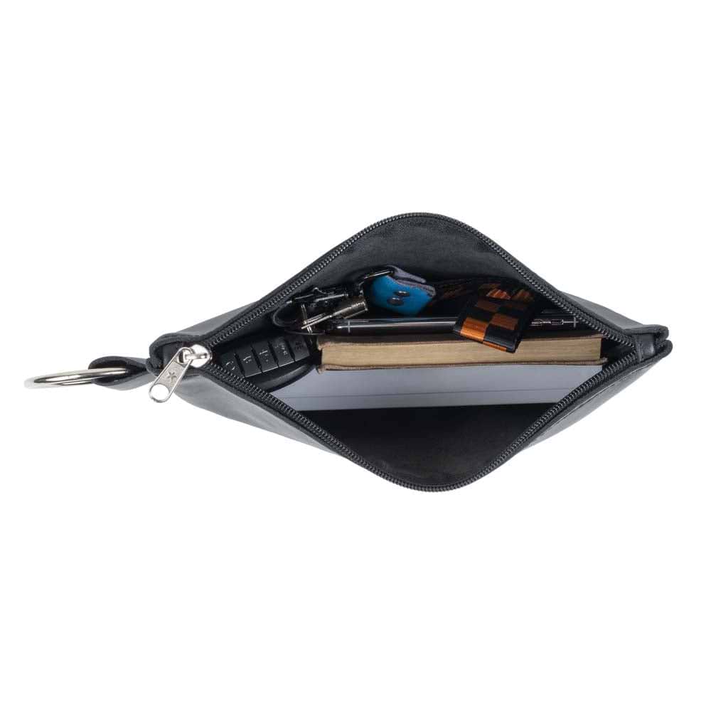 Leather Makeup Bag in black - inside view
