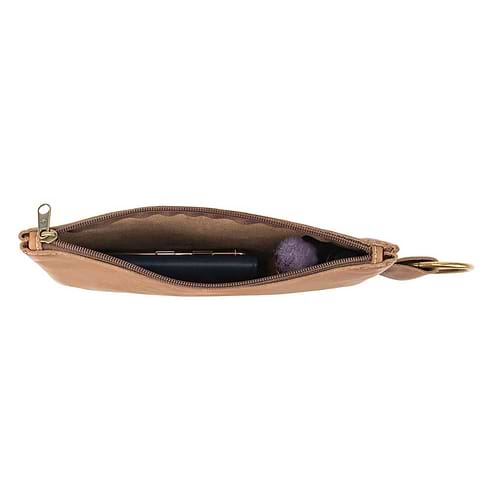 Leather Makeup Bag in brown - up view