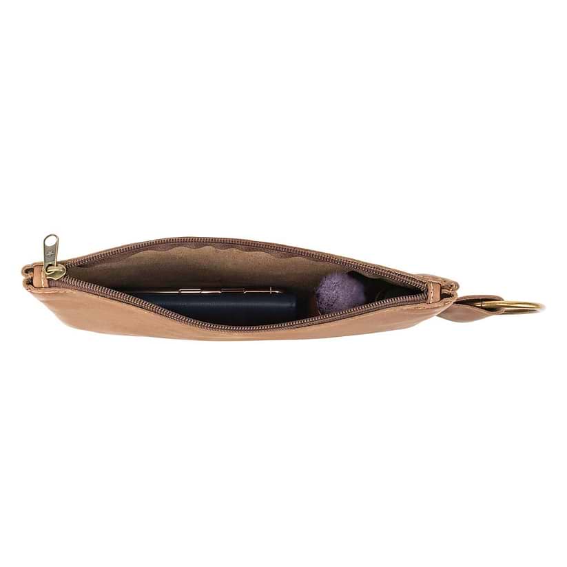 Leather Makeup Bag in brown - up view