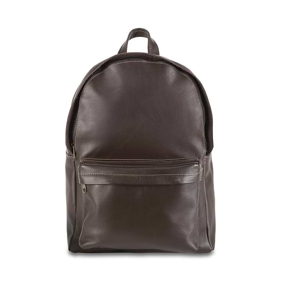 front Pocket Backpack dark brown, handmade leather bag - Front View