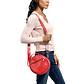 Round Leather Bag in red - model View