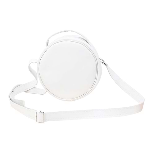 Round Leather Bag in white - front View