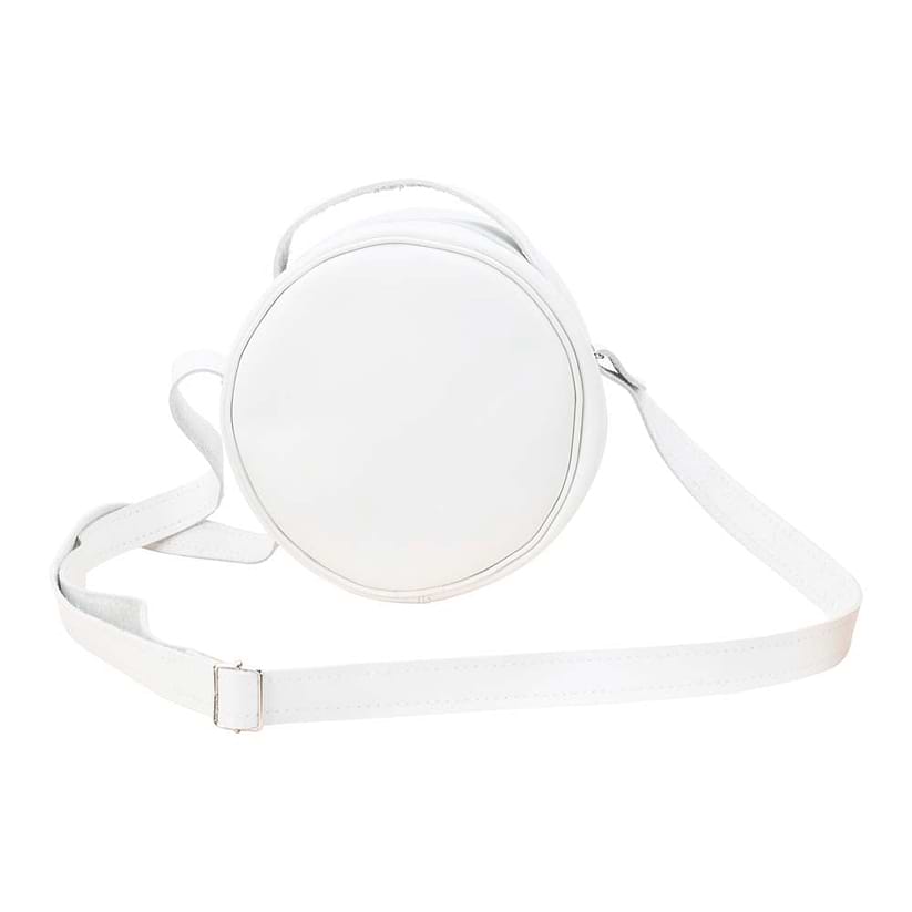 Round Leather Bag in white - front View