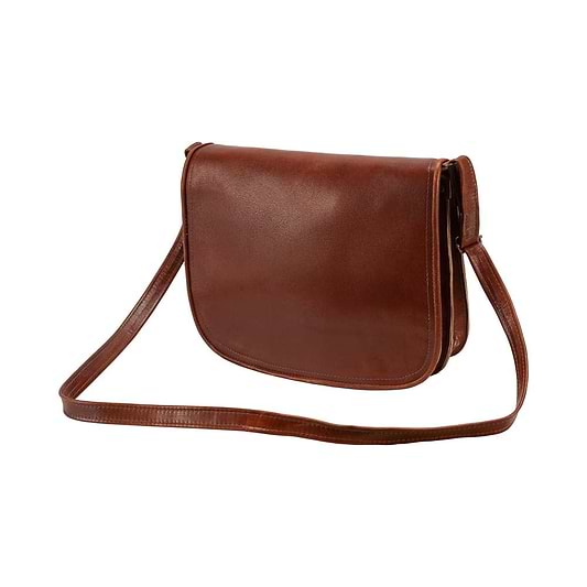 Messenger Bag brown, handmade leather bag - Front View