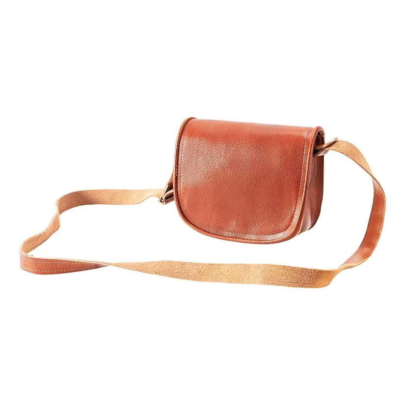 Small Cross Body Bag brown, handmade leather bag - Front View