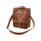 Embossed Reporter Bag brown, handmade leather bag - Front View