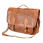 brown laptop handmade leather bag - Front View