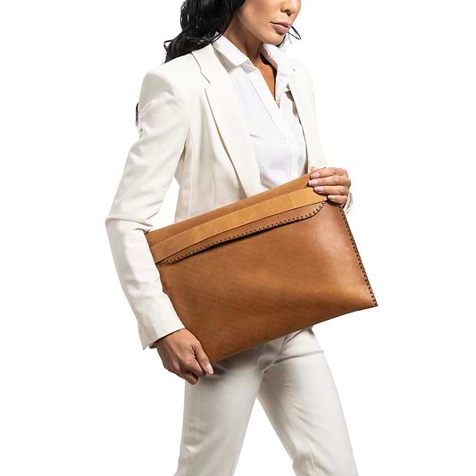 Laptop Leather Cover in brown - model view