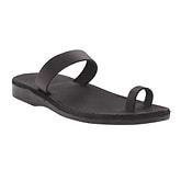 Eden - Leather Toe Ring Minimalist Sandal | Black