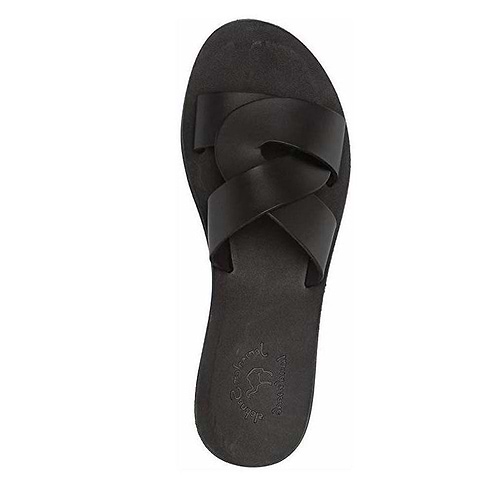 Emily Black, handmade leather slide sandals - up View