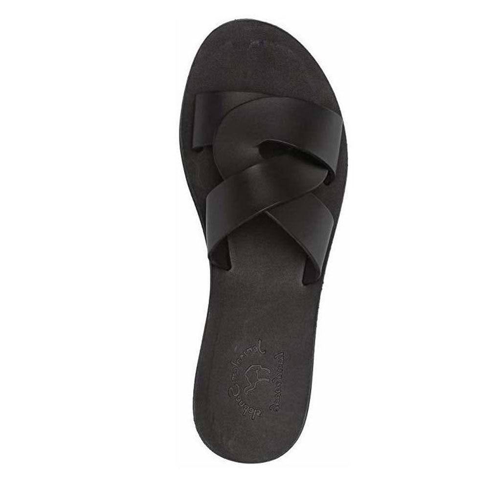 Emily Black, handmade leather slide sandals - up View