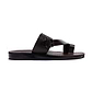 Ezra Brown, handmade leather slide sandals with toe loop - Side View