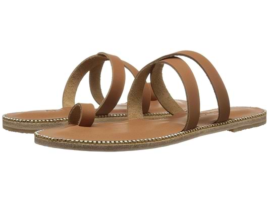 Sunset Blvd Swarovski tan, handmade leather sandals slide  - Side View