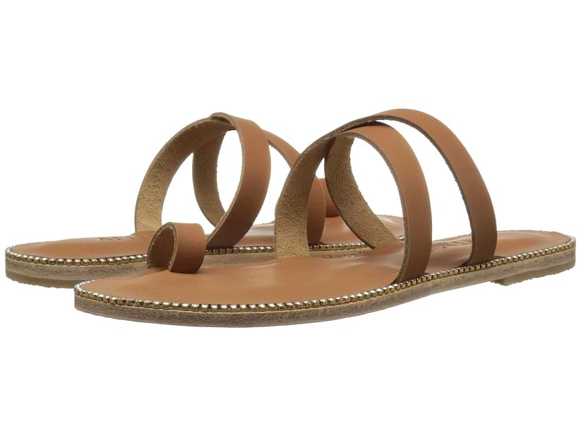 Sunset Blvd Swarovski tan, handmade leather sandals slide  - Side View