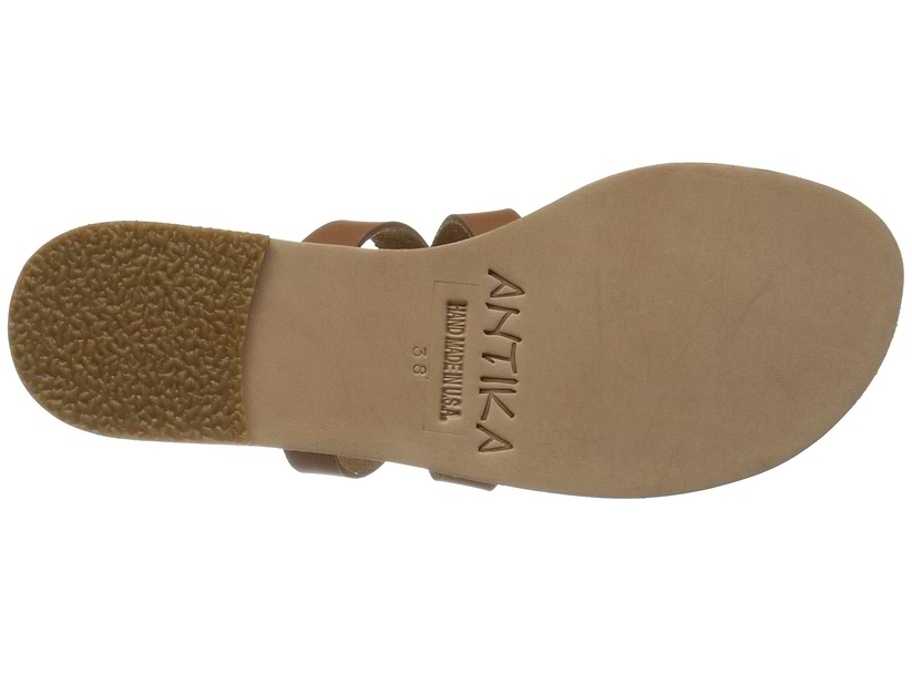 Sunset Blvd Swarovski tan, handmade leather sandals slide  - sole View